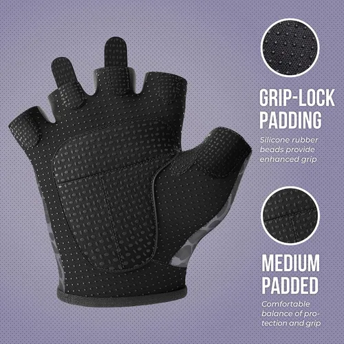 Miniatura 3 de Contraband Pink Label 5297 Design Series - Guantes de levantamiento y remo con estampado de leopardo (par) – Ligero vegano medio acolchado