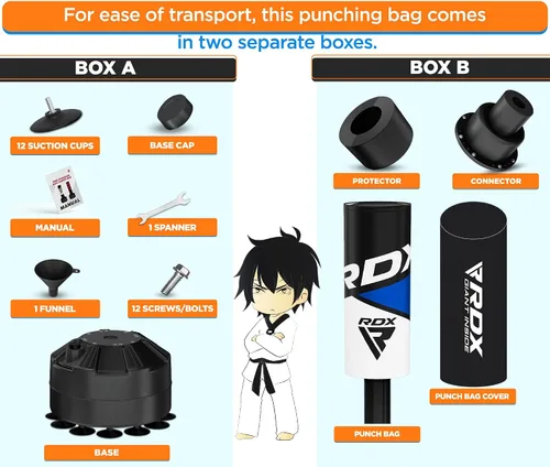 Miniatura 8 de RDX Saco de boxeo independiente para niños con guantes y funda, saco de boxeo junior de 4 pies con soporte para kickboxing, boxeo, artes marciales