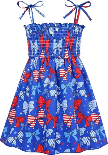 Miniatura 16 de Vieille Vestido de verano para niñas pequeñas, vestido de verano con tirantes delgados, vestido de princesa estampado floral, vestido casual