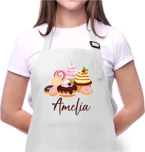 Delantal de hornear personalizado con nombre personalizado, delantal de cocina personalizado, regalo del día de la madre para mamá, regalos de arte