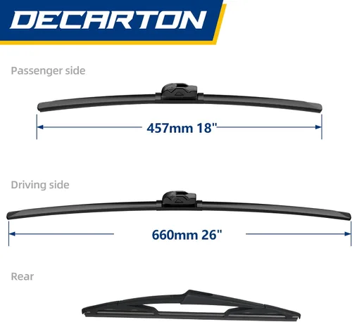 Miniatura 2 de 3 Escobillas Limpiaparabrisas de Repuesto de 26"/18"/16" para Kia Sedona 2006-2014, Escobillas limpiaparabrisas delanteras y traseras del parabrisas