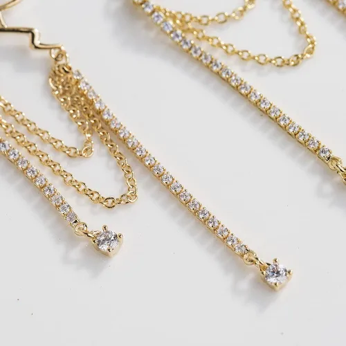 Miniatura 3 de Pendientes de perlas con borlas para mujer, aspecto dorado de niña con perlas, diseño único de moda, Zinc, Perla