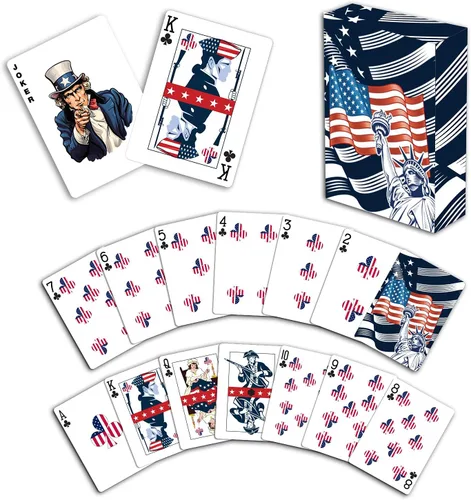 Military Gift Shop Cartas de jugar con bandera estadounidense azul - Gráficos patrióticos - Calidad premium - Regalos para veteranos para hombres o