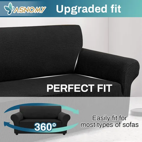 Miniatura 5 de Asnomy Fundas de sofá para sofá de 2 cojines, fundas elásticas para sofá biplaza, protector de mascotas, fundas de muebles para perros y gatos, tela