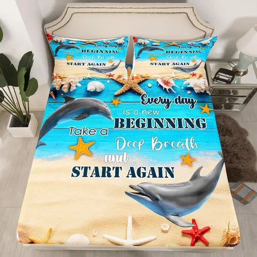 Miniatura 29 de Erosebridal Juego de sábanas bajeras de pulpo oceánico, tamaño individual, juego de ropa de cama temática de playa costera, decoración náutica