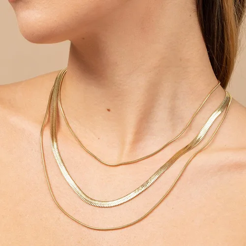 Miniatura 7 de Collar de cadena de serpiente chapada en oro de 14 quilates, collar de espiga para mujer, collar de cadena plana relleno de oro para mujeres
