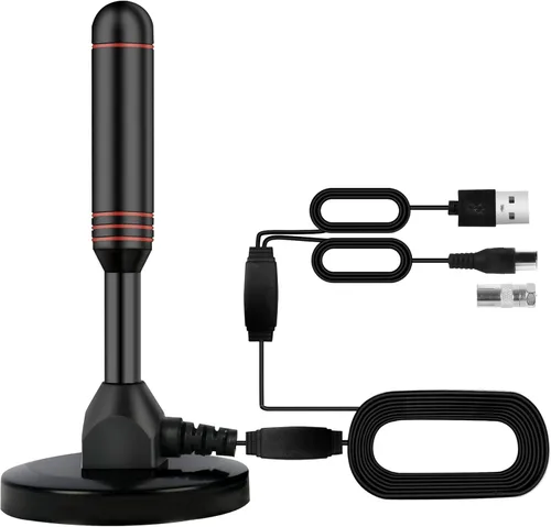 Antena de TV para interiores con 2 potenciadores de señal y cable de 32 pies - Antena digital para Smart TV, base magnética, compatible con 4K 1080p