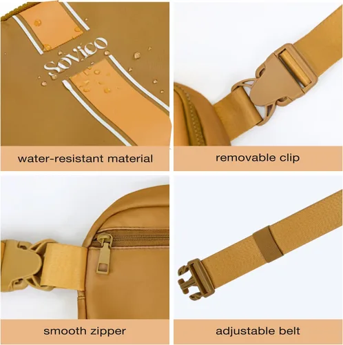 Miniatura 6 de Riñonera de moda para mujer, riñonera con correa ajustable, riñonera para viajes, entrenamiento, correr, senderismo, A9. Marrón, Riñonera de moda