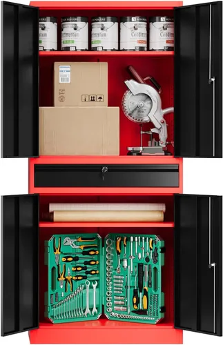 Miniatura 11 de Fesbos Armario de almacenamiento de metal, archivadores de acero de 36 pulgadas de alto con puertas con cerradura y estantes ajustables, gabinete