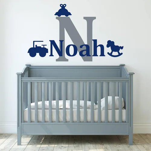 Miniatura 13 de Calcomanías de pared personalizadas con nombre de bebé en un bonito marco con ramas y hojas, calcomanías para paredes con nombre personalizado