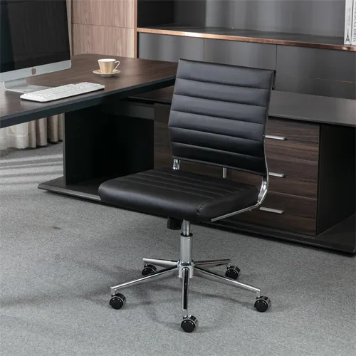 Miniatura 4 de Okeysen Silla de escritorio de oficina sin brazos, Silla giratoria ergonómica de sala de conferencias con respaldo medio, altura ajustable, silla