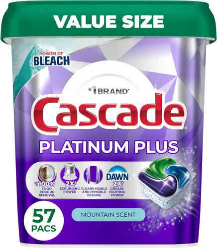 Miniatura 13 de Cápsulas Cascade Platinum Plus para lavavajillas, detergente para lavavajillas, jabón detergente para platos, Mountain, 19