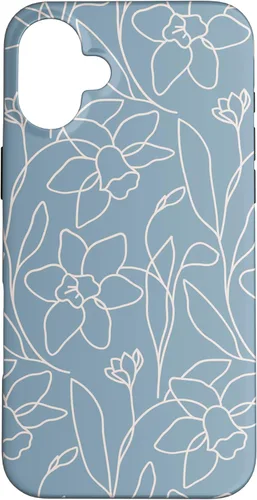 Miniatura 23 de Poppy Flower Line Art Modern Leaves Boho Light Blue Case for iPhone 17