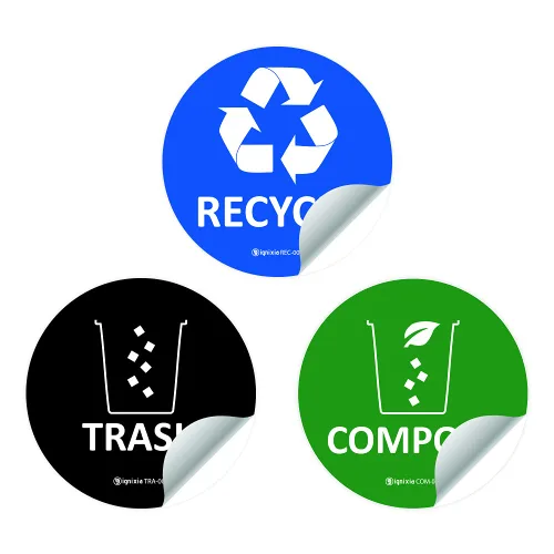 Miniatura 5 de IGNIXIA Calcomanías de abono de reciclaje de basura para organizar la basura, adhesivo de vinilo de alta calidad para basura, contenedor de compost