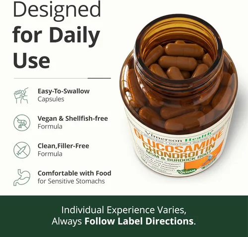 Miniatura 6 de Glucosamina Condroitina MSM – Suplemento de apoyo articular para mujeres y hombres con sulfato de glucosamina 1500 mg, condroitina y MSM