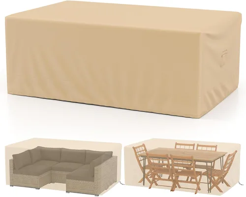 Miniatura 10 de GOFLAME Funda para sofá de patio de 2 plazas, funda resistente para sofá de exteriores, con rejillas de ventilación, asa y hebilla, resistente al