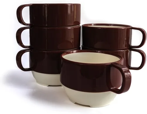 Miniatura 8 de Sicaluya Tazas de café de plástico apilables de 11 onzas con asa (paquete de 6), taza de fiesta ligera para niños y adultos y ancianos, aptas