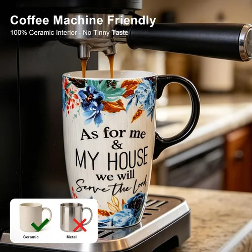 Miniatura 3 de Topadorn Taza de viaje de cerámica con tapa y asa para los amantes del café, tapa resistente a salpicaduras - Vaso para llevar para portavasos de En