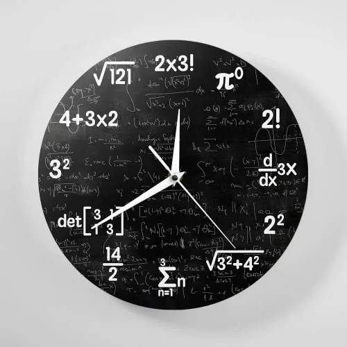 Miniatura 9 de The Geeky Days Ecuaciones matemáticas y notaciones Matemáticas Pizarra Geek Reloj de pared funciona con pilas, reloj de cuarzo silencioso sin