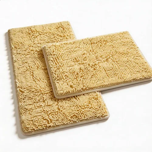 Juego de 2 alfombras de baño de felpilla de felpa antideslizantes, absorbentes, peludas, tapetes para bañera, baño, alfombra de baño lavable para