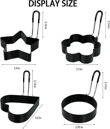 Miniatura 7 de Paquete de 6 anillos para huevos, anillos de acero inoxidable para cocinar huevos, molde redondo para panqueques para freír huevos, tortillas