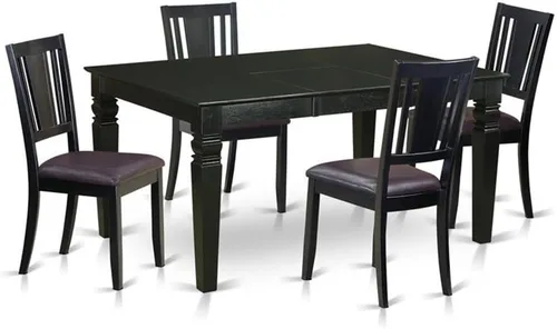 Miniatura 12 de East West Furniture WEDU6D-BLK-LC - Juego de comedor de 6 piezas que contiene una mesa de comedor rectangular con hoja de mariposa y 4 sillas