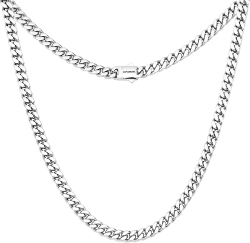CaptainSteeL Miami - Collar de cadena cubana para hombresmujeres, acero inoxidable 316L, 50.354 in de ancho, 18202224 pulgadas de largo, joyería de