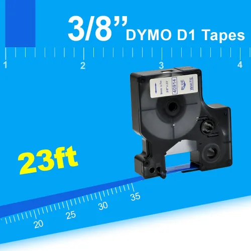 Miniatura 7 de 5PK cinta de etiqueta azul sobre blanco 40914 S0720690 Dymo D1 etiquetadora de 3/8 "0.354 in compatible con Dymo LabelManager 160 210D 280
