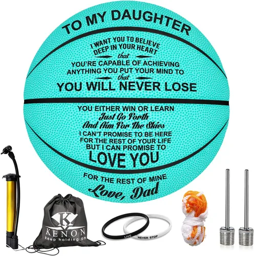 K KENON Balón de Baloncesto Personalizado Grabado Personalizado para Hija Hijo Nieta Nieto Sobrino Sobrina Regalos de Navidad Cumpleaños - Nunca lo