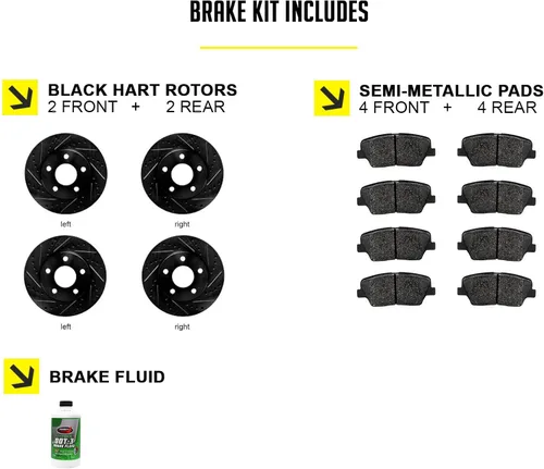 Miniatura 2 de Hart Brakes Kit de frenos y rotores traseros delanteros Pastillas de freno delanteras y traseras Rotores y pastillas de freno Pastillas