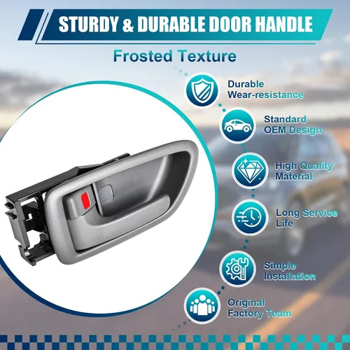 Miniatura 3 de Manijas de puerta interiores grises para Toyota Sequoia 2001-2007, para Toyota Tundra 2004-2006 (solo cabina doble), conductor delantero trasero