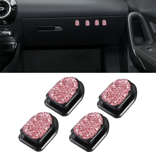 Miniatura 12 de WINKA Ganchos brillantes para automóvil, 4 piezas, accesorios de cristal, lindo gancho para salpicadero, llaves, lentes de sol, gancho