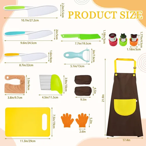 Miniatura 2 de 14 piezas de juego de cuchillos para niños pequeños, juego de cuchillos para niños incluye cuchillo seguro para niños de madera, cuchillo para niños