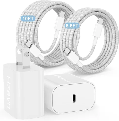 Miniatura 9 de 20W USB C Fast Charging for iPhone 17 Air/16/15 Pro Max,3Pack Colorful Mixed Charger Block with Braided Long USB C to C Cables (6/6ft) Compatible