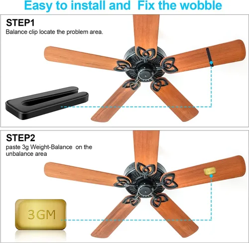 Miniatura 4 de Kit de equilibrio de ventilador de 12 piezas, 3 juegos de ventiladores de techo, kit de equilibrio de aspas que incluye 3 clips resistentes y 9