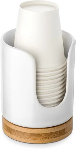 Miniatura 7 de Dispensador de Vasos de Baño de Cerámica - Soporte para Vasos Desechables de Papel y Plástico de 3 oz - Dispensador de Vasos para Enjuague Bucal