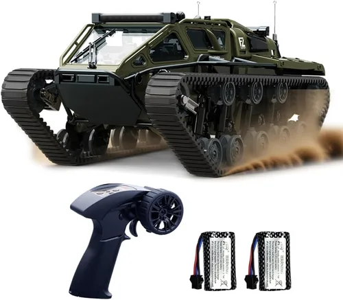 Camión militar de tanque RC todo terreno para niños, vehículo militar de control remoto totalmente proporcional de 2.4G con 2 baterías, Rock Crawler