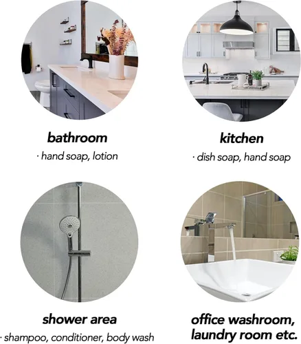 Miniatura 7 de Dispensador de jabón blanco moderno con bomba plateada para baño y cocina, estilo de arte contemporáneo, acabado mate, a prueba de óxido, 8.5 onzas