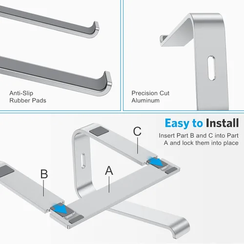 Miniatura 5 de OMOTON - Soporte desmontable de aluminio para laptop en escritorio, compatible con MacBook Air, Pro, Dell, HP, Lenovo y todas las laptops