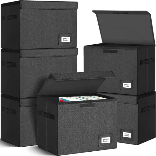 Miniatura 8 de Leffis Caja de Almacenamiento de Cómics, Caja 39,4 cm X 19,1 cm X 28,7 cm, Caja Corta de Cómics Plegable con Tapas Soporta 150 Cómics Contenedor
