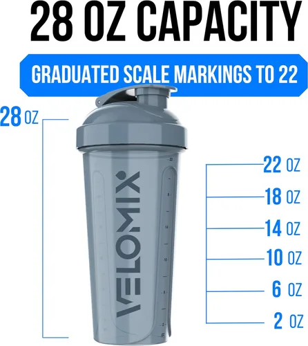 Miniatura 4 de VELOMIX - Paquete de 4 botellas agitadoras de proteínas de 28 oz para mezclas de proteínas - 4x Batidora de alambre Tazas agitadoras a prueba