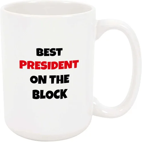 Taza de café Best President On The Block, divertida idea de regalo para familiares, amigos, compañeros de trabajo, taza de cerámica, cumpleaños,