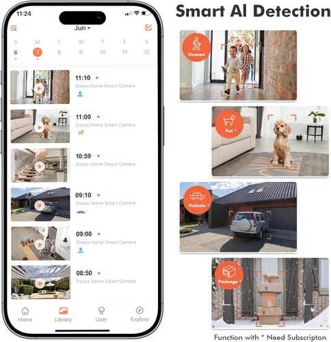 Miniatura 2 de Cámaras de seguridad Dzees inalámbricas para exteriores - Foco y sirena, cámaras WiFi de 2K 3MP de mejora para seguridad del hogar, detección