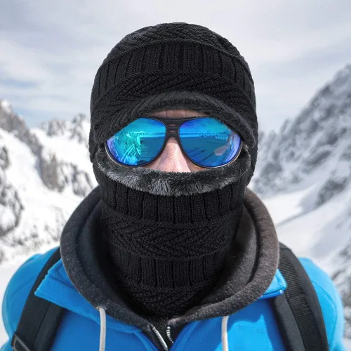 Miniatura 6 de Gorro tejido de invierno estilo pasamontañas, cálida máscara para ciclismo o esquí, talla universal