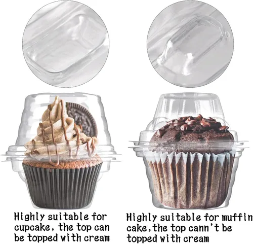 Miniatura 4 de NPLUX 150 unidades de contenedores individuales para cupcakes, cajas de plástico para cupcakes, soportes para cupcakes apilables, contenedor