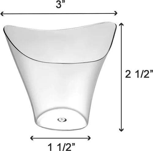 Miniatura 6 de Paquete de 96 mini vasos de postre de plástico triangular, 3.5 onzas con cucharas, vaso de plástico transparente con mini cuchara para postre