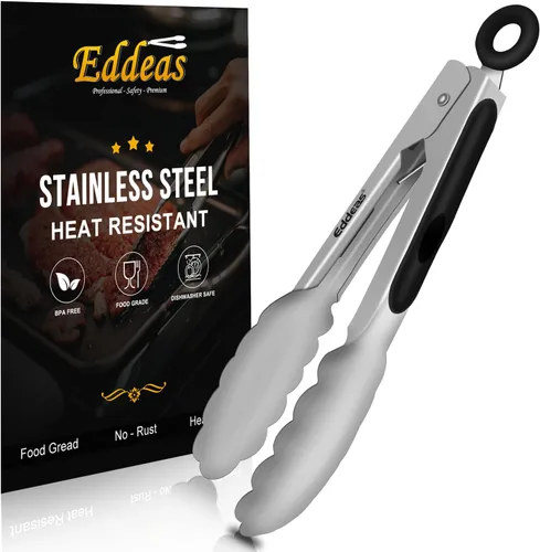 Miniatura 26 de Pinzas para cocinar – Pinzas de cocina de acero inoxidable de 600 grados resistentes al calor, pinzas de bloqueo de metal resistente, perfectas
