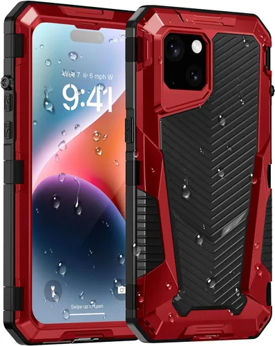Miniatura 24 de Beasyjoy Funda impermeable para iPhone 14 Pro Max, funda de metal resistente con protector de pantalla integrado, protección de cuerpo completo