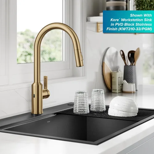 Miniatura 6 de Kraus Oletto KSF-2830BB - Pulverizador desplegable de una sola manija para grifos de cocina con sensor sin contacto en latón cepillado Bronce
