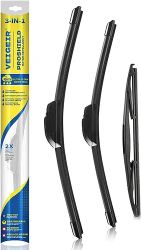 Miniatura 10 de Paquete de 3 plumas limpiaparabrisas delanteros y traseros para automóviles, calidad original de fábrica, 15 pulgadas, 15 pulgadas, 13 pulgadas